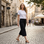 Aria Pantaloni Capri Donna – Modello Palazzo a Vita Alta con Coulisse e Tasche