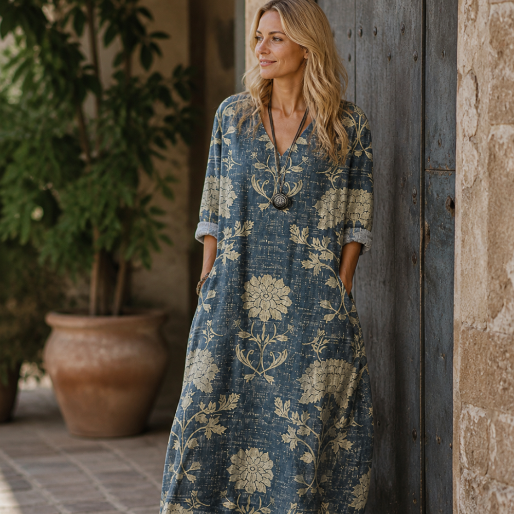 Robe vintage Milagros pour femme – Robe midi à imprimé géométrique, légère élégante