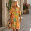 Flora Vestido Midi Floral para Mujer – Vestido Ligero, Fluido, Estival, Elegante y Casual