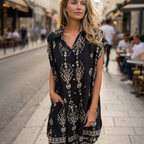Serenity Robe Chemise Femme Bsubseach – Robe d'été Florale en Lin avec Boutons et Poches