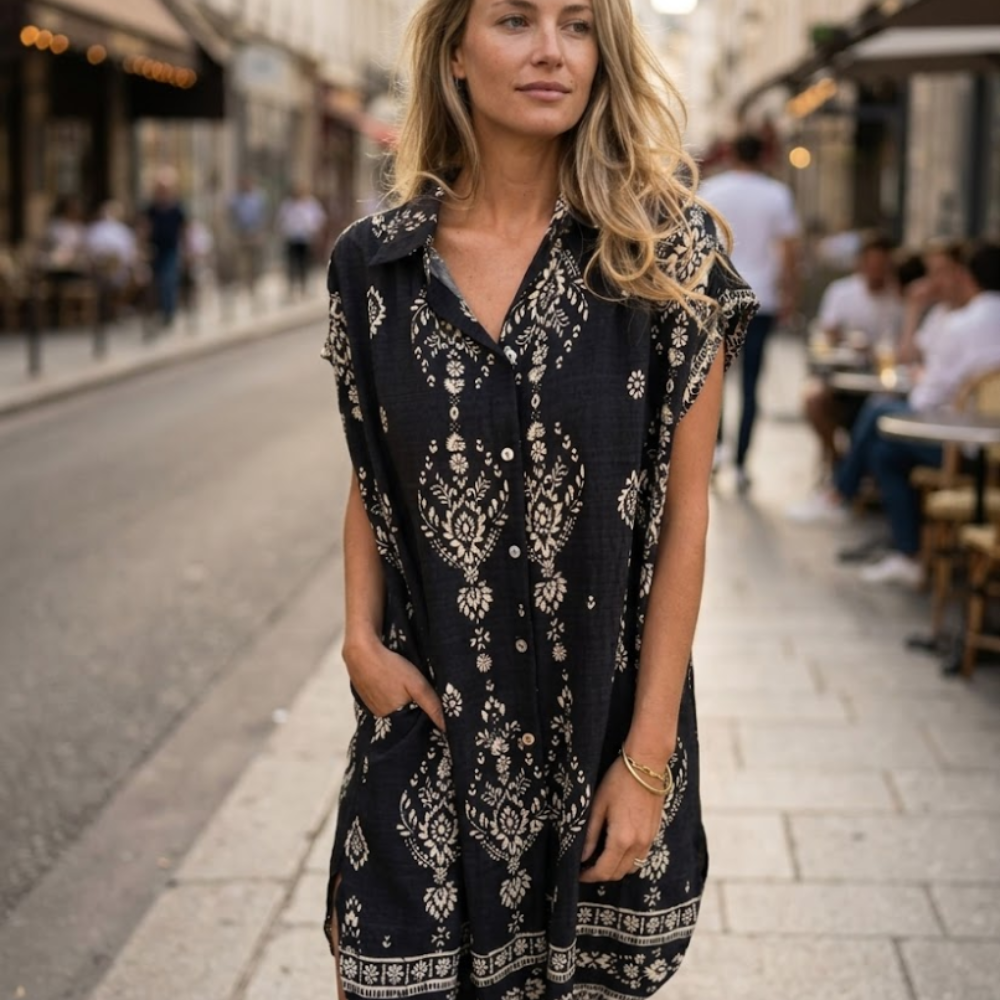 Serenity Robe Chemise Femme Bsubseach – Robe d'été Florale en Lin avec Boutons et Poches