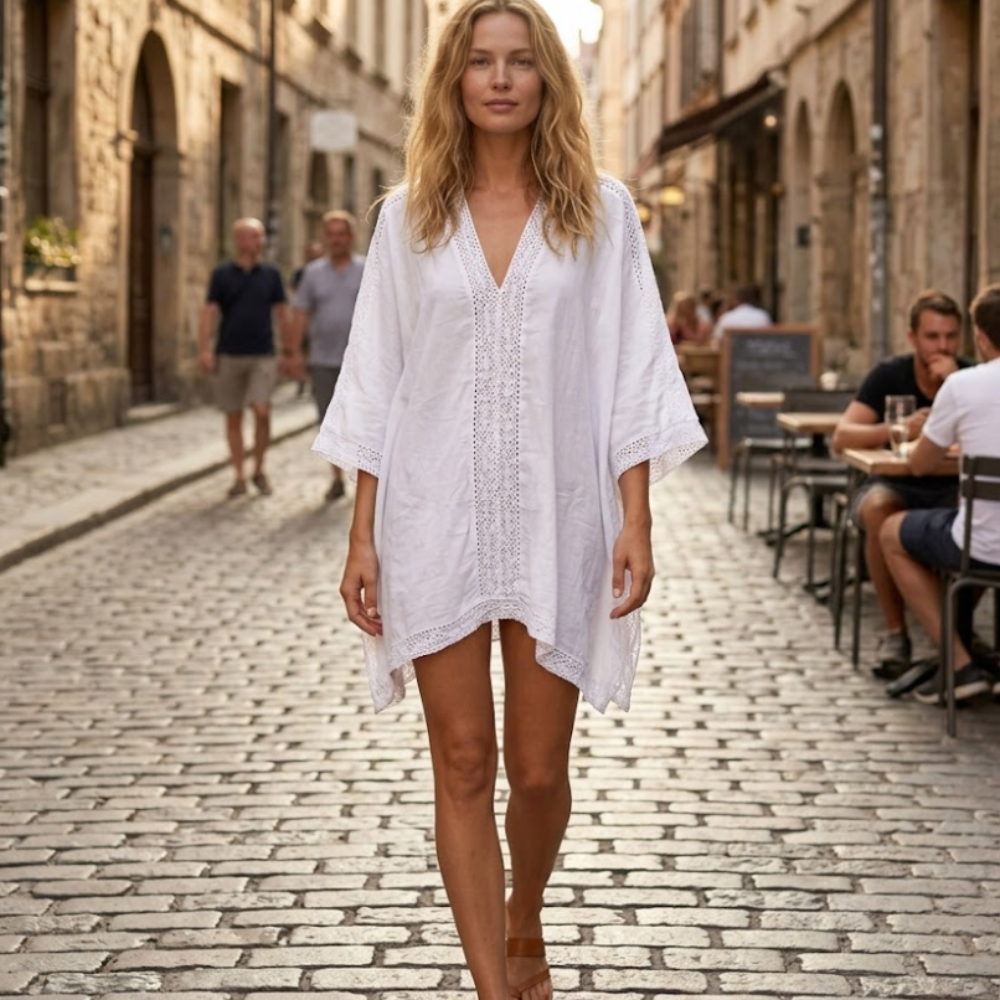 Nadia Maillot de bain femme – Kimono long bohème, paréo de plage, robe légère