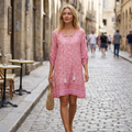 Savannah Robe Boho Femme – Robe d'été Fleurie avec Manches 3/4 et Col en V