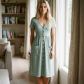 Laura Robe Midi Femme – Robe d'Été Décontractée avec Poches et Col en V
