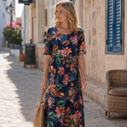Robe florale Graceful Bloom pour femme – Robe trapèze d'été élégante chic décontracté