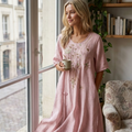 Amelia Vestido Largo Boho para Mujer – Vestido de Algodón y Lino con Bordados Florales
