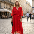Alessia Vestido Elegante para Mujer – Vestido Maxi con Escote en V y Cintura Alta