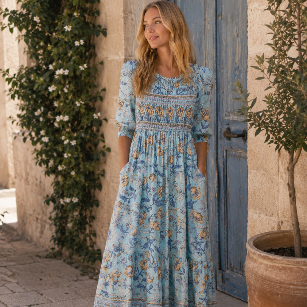 Robe d'été Pearl Muse pour femme – Robe fluide col rond, légère chic décontracté