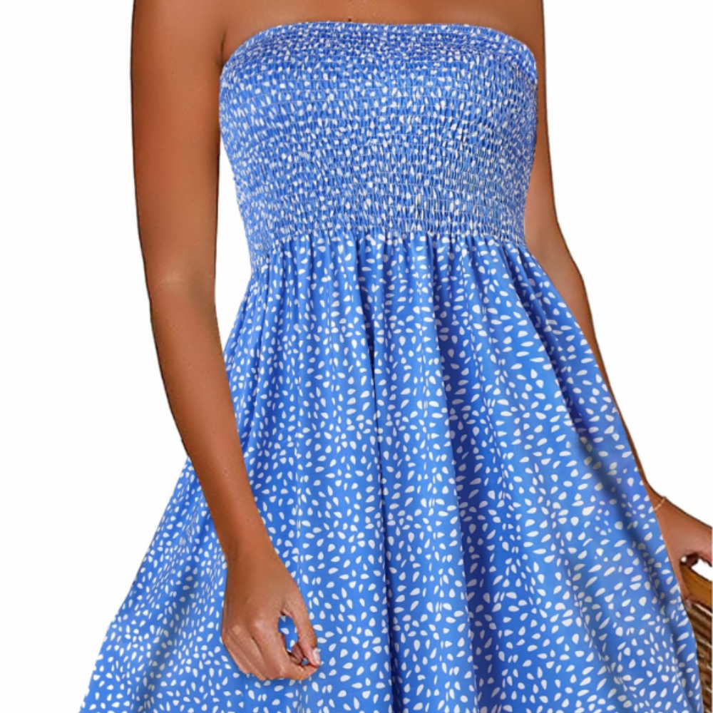 Eliana Women's Summer Dress – Short Off-Shoulder Dress with Boho Print