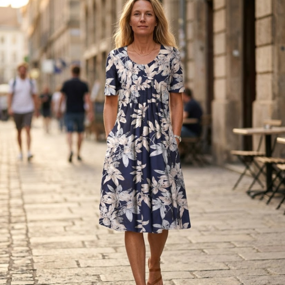 Elena Robe Femme – Robe d'été Mini Bohème, Florale, Poches, Décontractée Plage