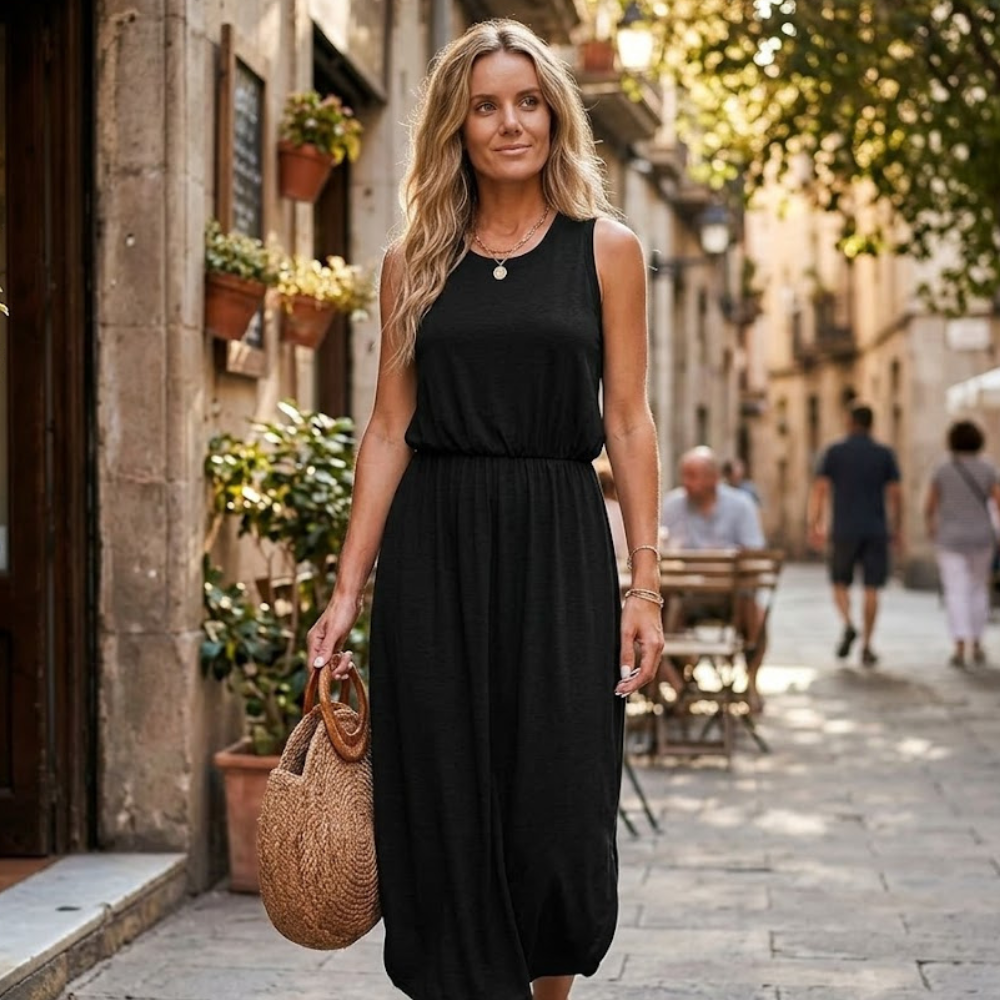 Camilla Robe Maxi de Plage Femme – Robe Élégante avec Fente et Taille Élastiquée