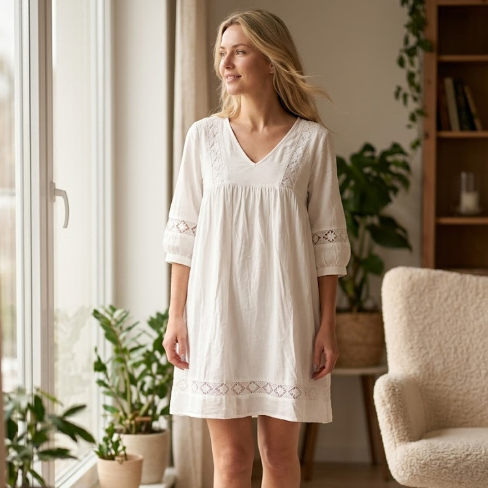 Clara Robe Midi d'Été pour Femme – Robe Élégante en Lin avec Plis Casual Chic