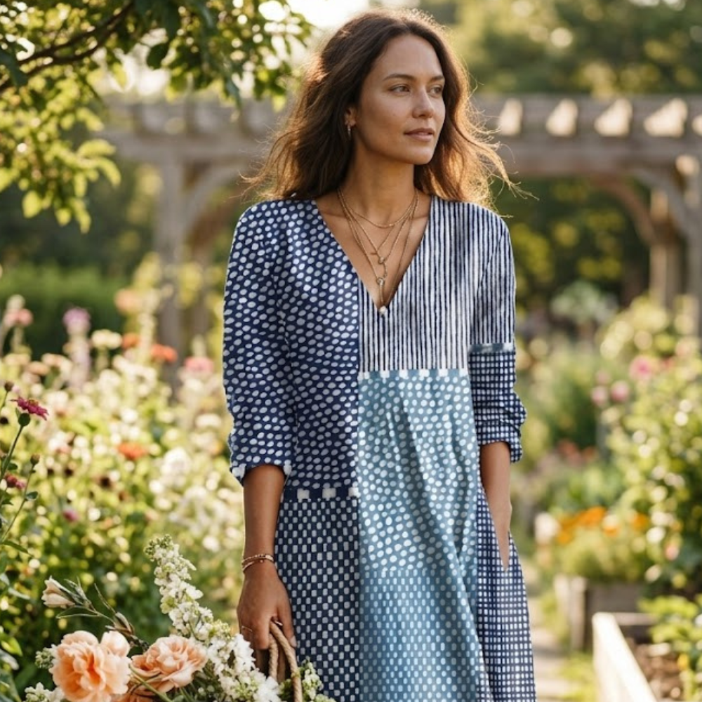 Nora Robe Femme d'Été – Robe Tons Marins Fluide, Légère, Élégante Décontractée