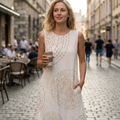 Aurora Robe Maxi en Lin pour Femme – Robe d'Été Sans Manches avec Poches