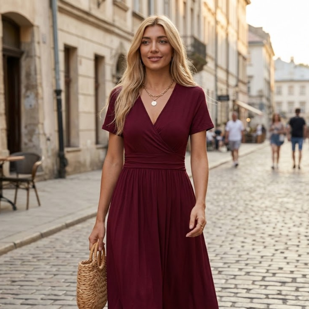 Hazel Abito Estivo Donna – Vestito Floreale con Scollo a V, Maniche Corte e Tasche