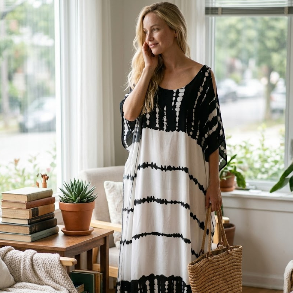 Layla Caftan de Plage Femme – Robe Caftan Longue Bohème Oversize d'Été