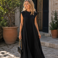 Lucresia Robe Femme Midi Plissée – Robe A-Line, Manches Volant Élégante Décontractée