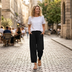 Penélope Pantalones de Pierna Ancha para Mujer – Modelo de Verano en Algodón con Cordón y Bolsillos
