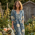 Marina Robe Femme d'Été – Robe Bleue Fluide, Légère, Élégante Quotidienne Décontractée