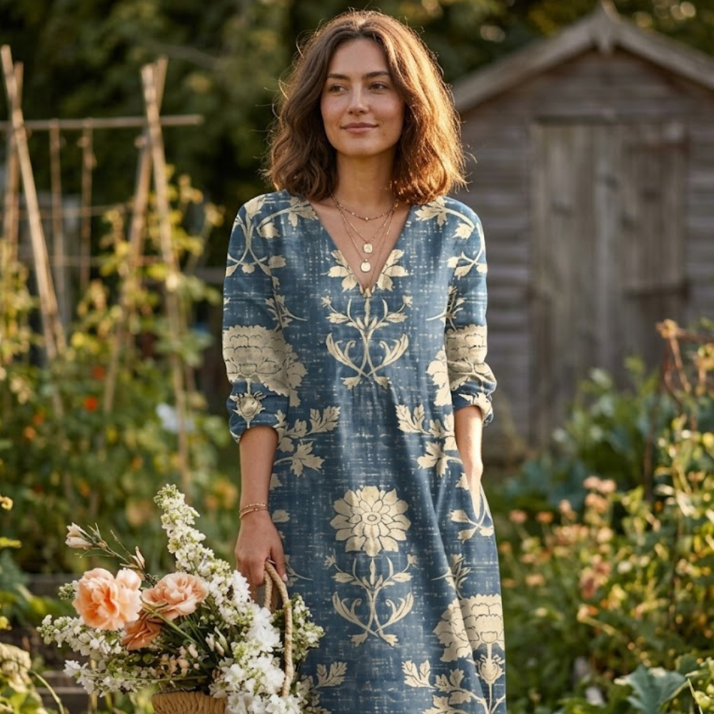 Marina Robe Femme d'Été – Robe Bleue Fluide, Légère, Élégante Quotidienne Décontractée