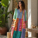 Darlene Robe Maxi Femme – Robe Longue Élégante avec Col V & Imprimé Moderne
