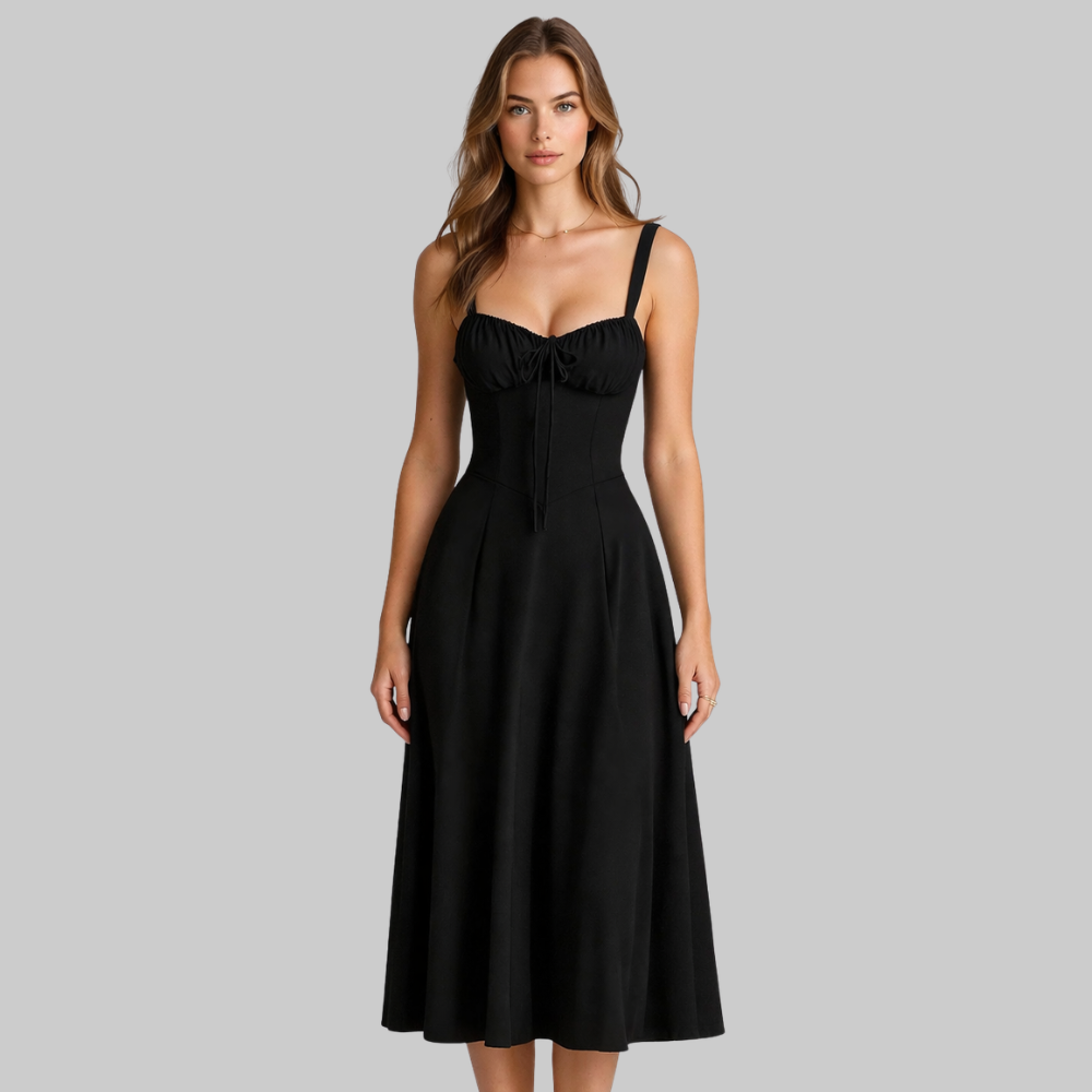 Penny Robe Femme Midi Élégante – Robe Corset avec Jupe Fluide et Taille Définie