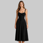 Penny Robe Femme Midi Élégante – Robe Corset avec Jupe Fluide et Taille Définie