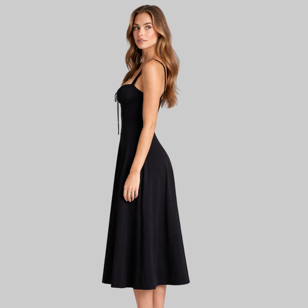 Penny Robe Femme Midi Élégante – Robe Corset avec Jupe Fluide et Taille Définie
