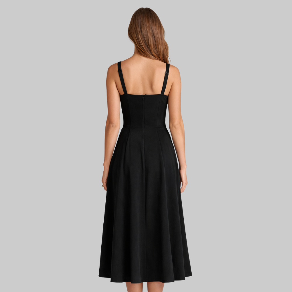 Penny Robe Femme Midi Élégante – Robe Corset avec Jupe Fluide et Taille Définie
