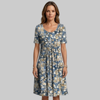 Ellay Robe Femme Midi Élégante – Robe Ligne A avec Plissé et Poches Confort