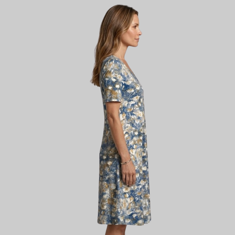 Ellay Robe Femme Midi Élégante – Robe Ligne A avec Plissé et Poches Confort