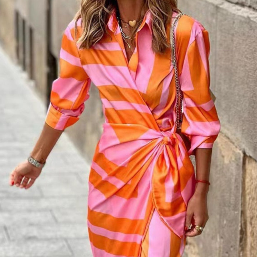 Tanya Robe Femme d'Été – Robe Midi Colorée, Élégante Fluide Décontractée Chic