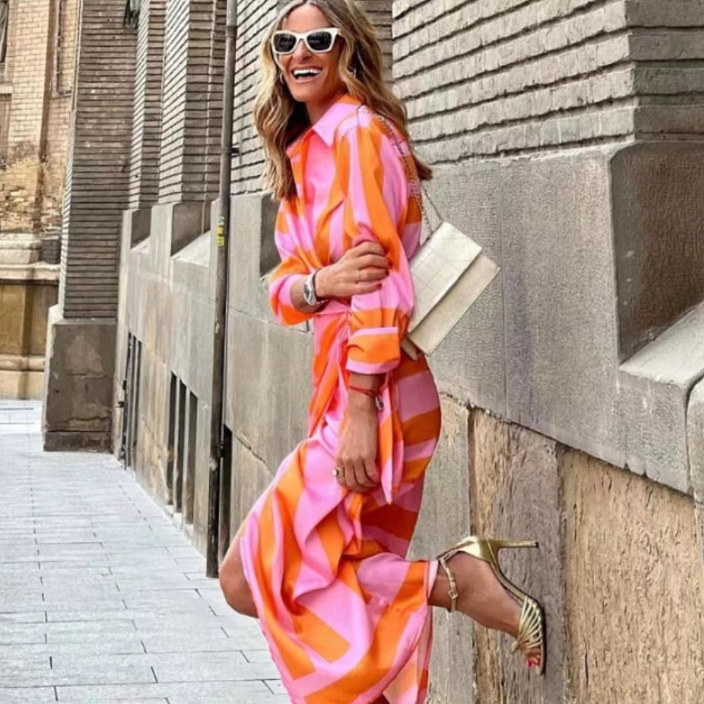 Tanya Vestido Mujer Verano – Vestido Midi Colorido, Elegante Fluido Casual Chic