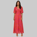 Nalia Robe Longue Femme – Imprimé Floral, Col V & Coupe Fluide d'Été