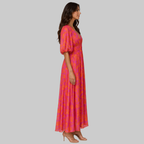 Nalia Robe Longue Femme – Imprimé Floral, Col V & Coupe Fluide d'Été