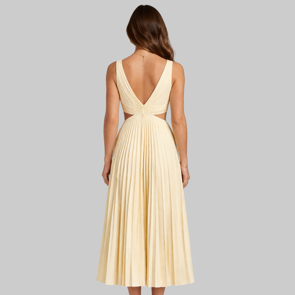 Blue Robe Femme Maxi Élégante – Robe Fluide Estivale avec Taille Mettant en Valeur