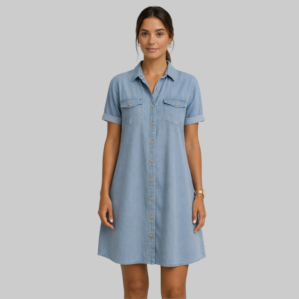 Emily Vestido de Denim para Mujer – Corte favorecedor, Suave y Estilo Casual Elegante
