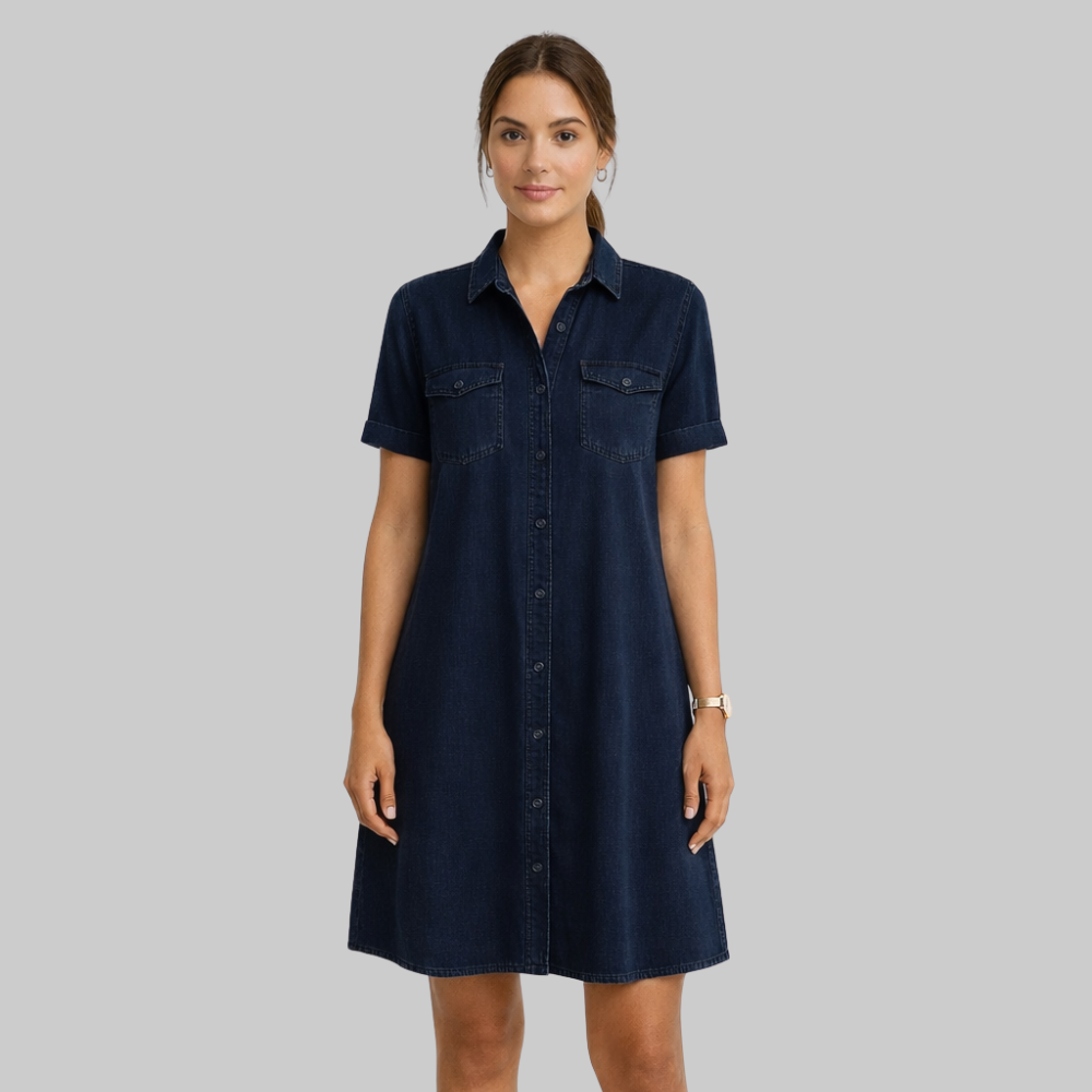 Emily Vestido de Denim para Mujer – Corte favorecedor, Suave y Estilo Casual Elegante