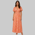 Anja Robe Longue Femme – Col V Élégant, Coupe Fluide & Style Raffiné