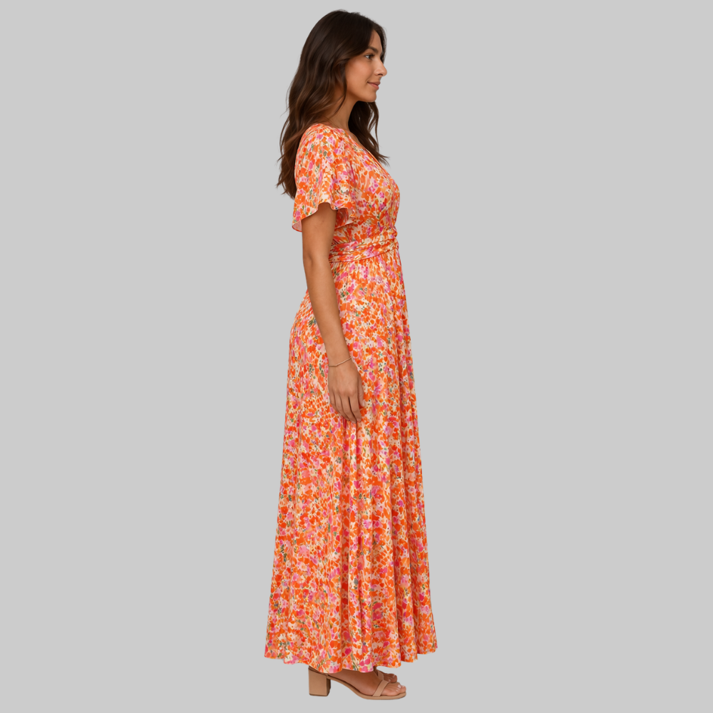 Anja Vestido Largo para Mujer – Escote en V Elegante, Corte Fluido y Estilo Refinado