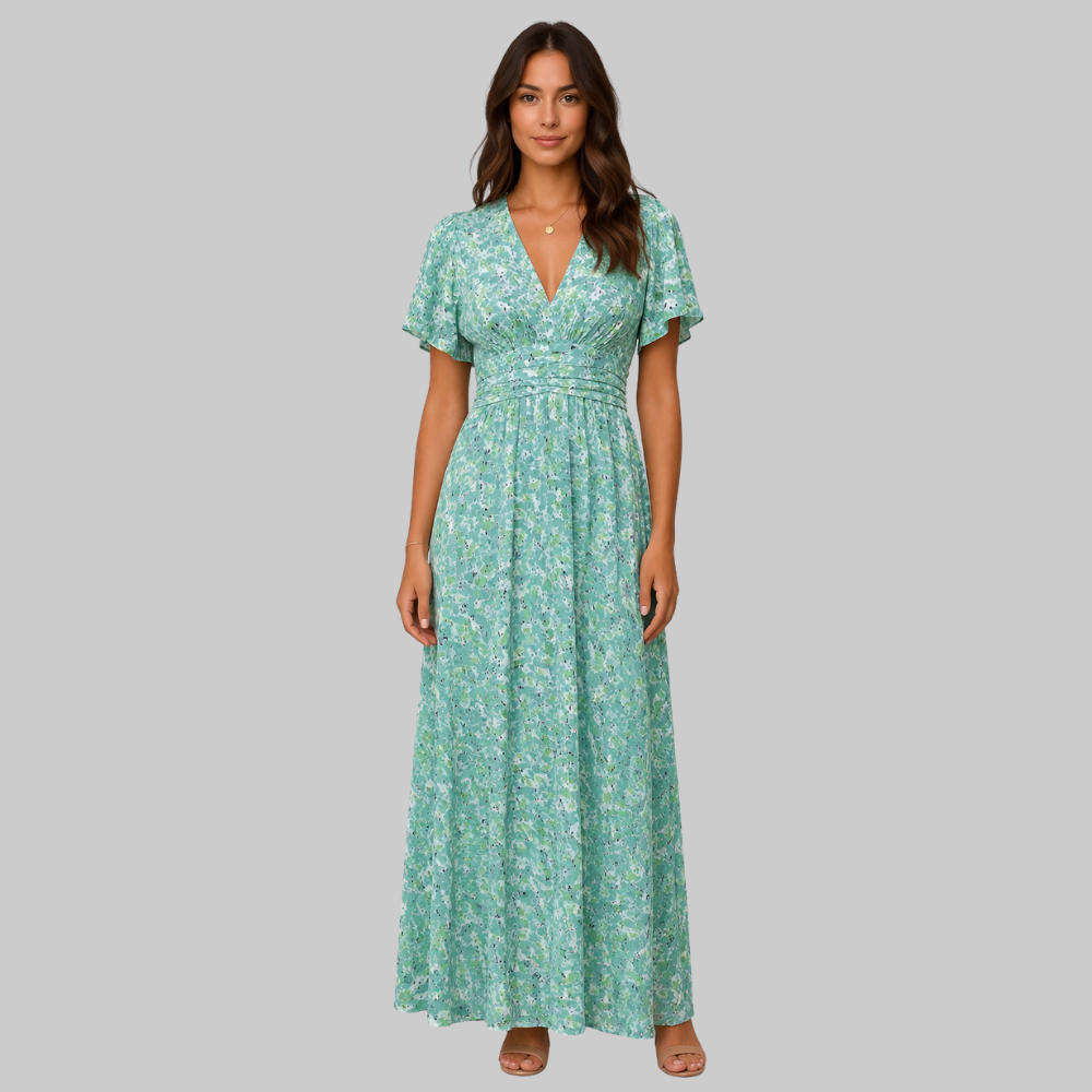Anja Vestido Largo para Mujer – Escote en V Elegante, Corte Fluido y Estilo Refinado