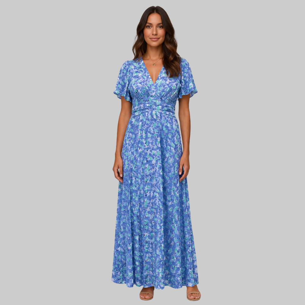 Anja Vestido Largo para Mujer – Escote en V Elegante, Corte Fluido y Estilo Refinado