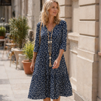 Avana Vestido Mujer Floral – Vestido Escote en V, Mangas 3/4, Fluido Elegante Casual
