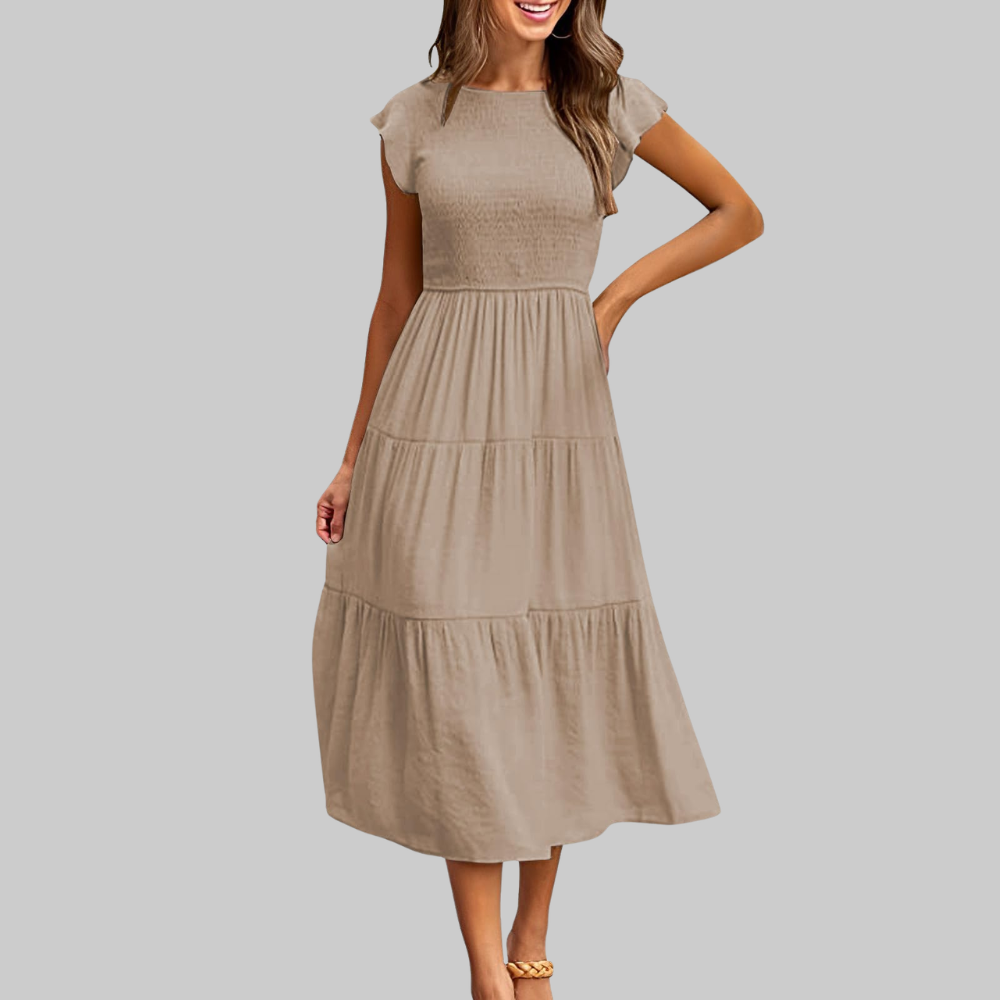 Zoe Abito Estivo Donna – Vestito A-Line con Volant, Vita Elasticizzata e Fodera