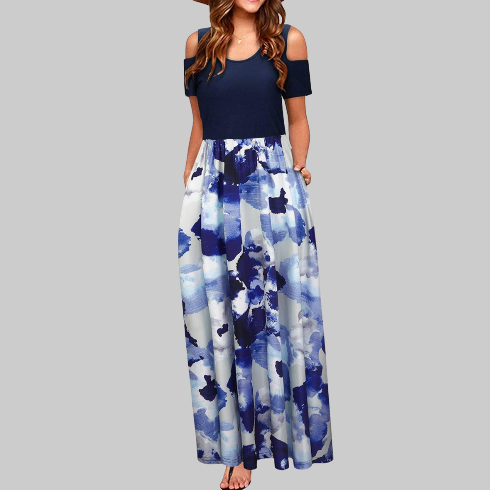 Natalie Abito Maxi Donna – Vestito Lungo Cold Shoulder con Tasche