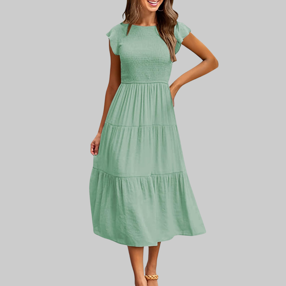 Zoe Abito Estivo Donna – Vestito A-Line con Volant, Vita Elasticizzata e Fodera