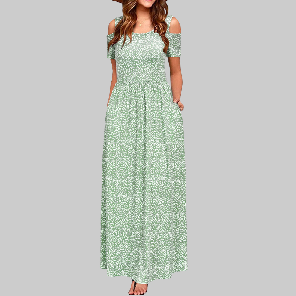 Natalie Abito Maxi Donna – Vestito Lungo Cold Shoulder con Tasche