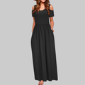 Natalie Abito Maxi Donna – Vestito Lungo Cold Shoulder con Tasche