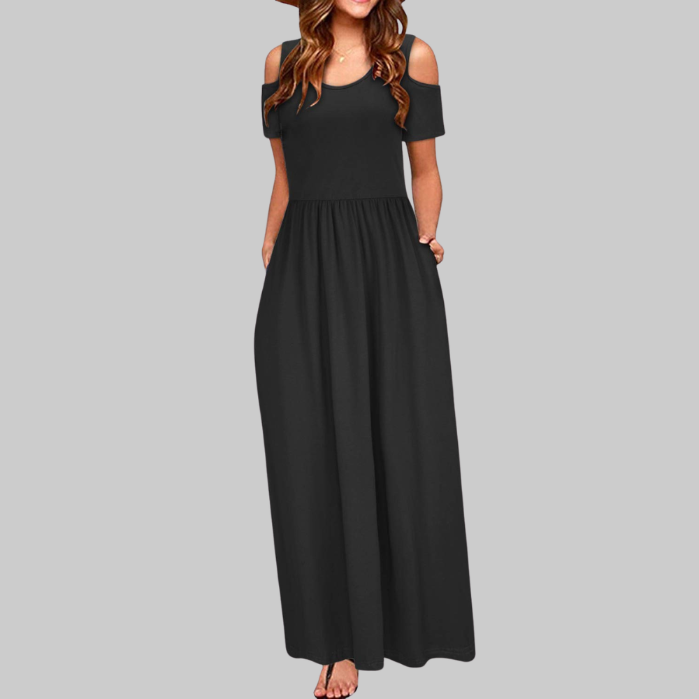 Natalie Abito Maxi Donna – Vestito Lungo Cold Shoulder con Tasche