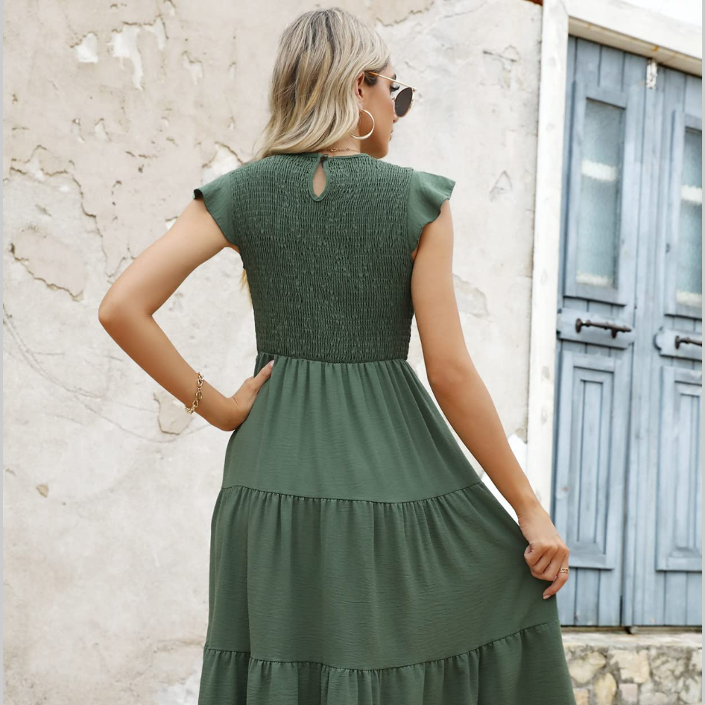 Zoe Abito Estivo Donna – Vestito A-Line con Volant, Vita Elasticizzata e Fodera